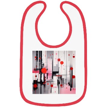 Discover Red Black Light Pink and Gray Dots and Lines Bibs