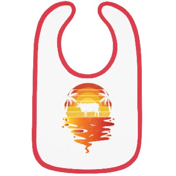 Discover Sunset Cow and Palm Tree Scene Bibs