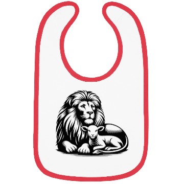 Discover Lion and Lamb Black Design Christian Bibs