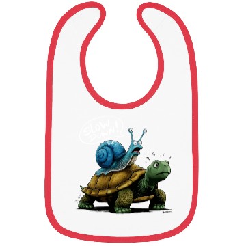 Discover Snail Riding a Turtle Funny Animal Friends Bibs