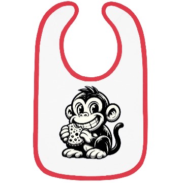 Discover Chimpanzee with Cookie Monochrome Design Bibs