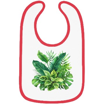 Discover Verdant Haven: Tropical Leaf Ensemble Bibs