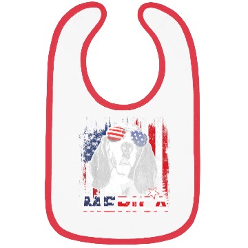 Discover Basset Hound 4th Of July US Flag Merica Dog Lover Bibs