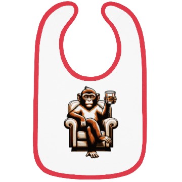 Discover Monkey Ape Drinking Whiskey Beer Animal Lover Bibs