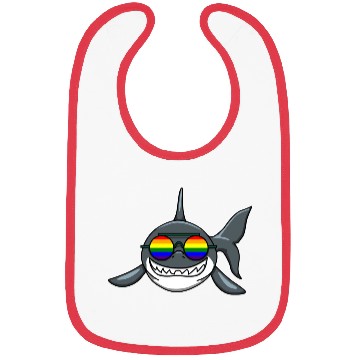 Discover SMILING LGBTQ SHARK WITH RAINBOW GLASSES Bibs