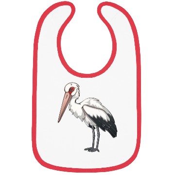 Discover Stylized Stork with Striking Red Eyes Bibs