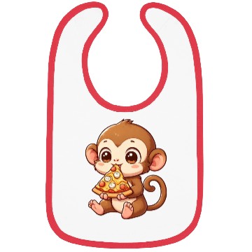 Discover Funny monkey loves pizza humorous chimpanzee Bibs