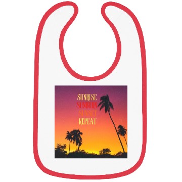 Discover Sunrise Sunburn Sunset Repeat Beach Scene Bibs