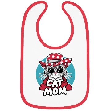 Discover Cat Mom Funny cat with sunglasses, hat and clothes Bibs