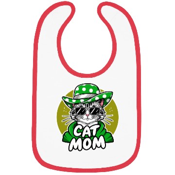 Discover Cat Mom Funny cat with sunglasses, hat and clothes Bibs