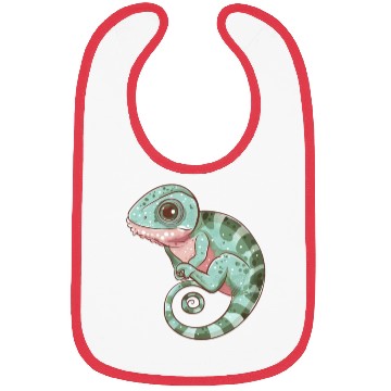 Discover Charming Chameleon Curled Tail Imagery Bibs