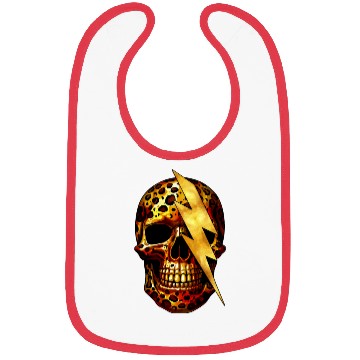 Discover Skull with Leopard Print & Gold Spark Bibs