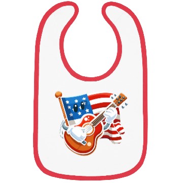 Discover Guitar 4th July American Flag Bibs