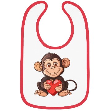 Discover Adorable Monkey Holding A Heart Illustration - Bibs