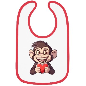 Discover Adorable Monkey Holding a Heart - Cute and Bibs