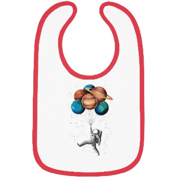 Discover Astronaut Floating with Planets Balloons in Space Bibs