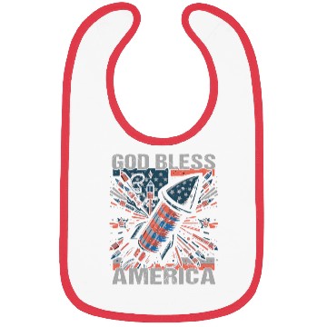 Discover God Bless America Retro US Flag Funny Fireworks Bibs
