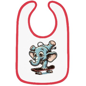 Discover blue cartoon elephant on skateboard Bibs