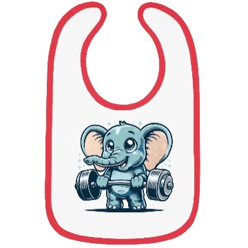 Discover cute cartoon elephant doing strength training Bibs