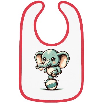 Discover cute cartoon elephant on exercise ball Bibs