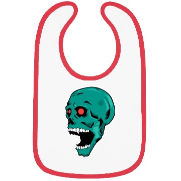 Discover green skull with bright red eyes Bibs
