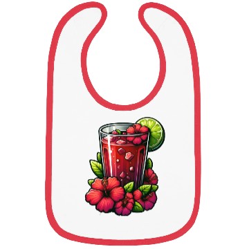 Discover Red Flower Hibiscus Tea Bibs