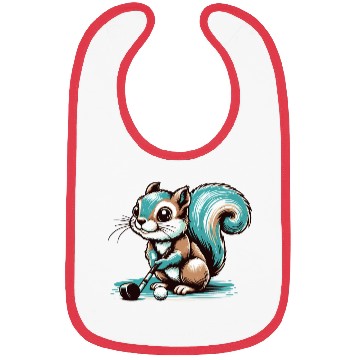 Discover Cute cartoon squirrel playing golf Bibs