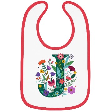 Discover Individual Alphabet Wildflower Green Letter J Bibs