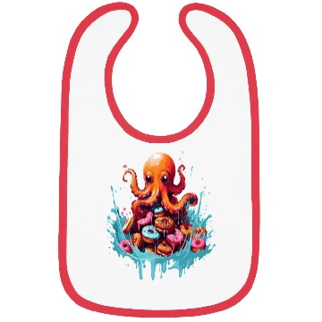 Discover Cute Octopus: Ruler of the Donuts Bibs
