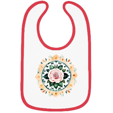 Discover Zen Watercolor Rose Mandala Bibs