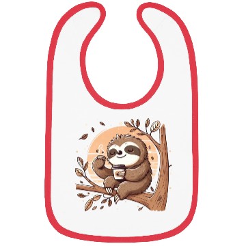 Discover Sloth Drinking Coffee Bibs