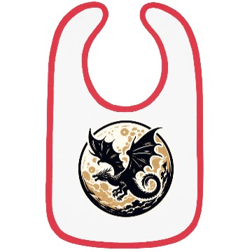 Discover Mystical Dragon Silhouette Against Full Moon Bibs