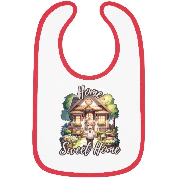 Discover Home Sweet Home House Cabinand Person Waving 1 Bibs