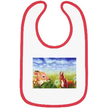 Discover Little Fawn & Squirrel Illustration Bibs