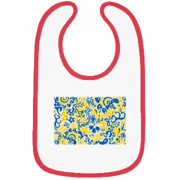 Discover Ukrainian flag colors on floral folklore pattern Bibs