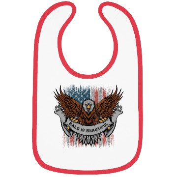 Discover Bald Is Beautiful US Flag 4th Of July Funny Eagle Bibs