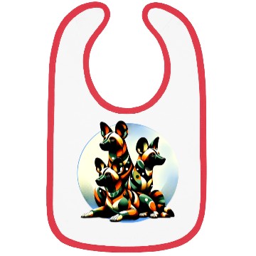 Discover African Painted Wild Dogs Moon Art Bibs