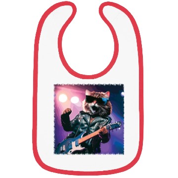 Discover Funny Cat Plays Guitar Instruments Cute Concert Bibs