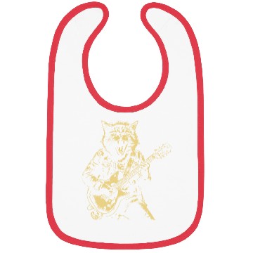 Discover Meow Cat Playing Guitar Instruments Cartoon Bibs