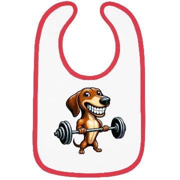 Discover Funny Dachshund with dumbbell dog workout Bibs