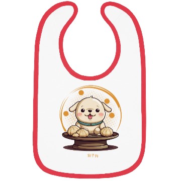 Discover Dog serving dumpling Bibs