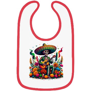 Discover Mexican Celebration Skeleton with Guitar Art Bibs