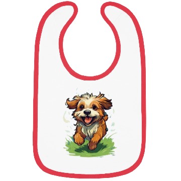Discover running dog on the grass Bibs
