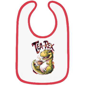 Discover Tea-Rex Delight Dino drinking tea Bibs