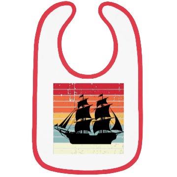 Discover Vintage Retro Sun Set Pirate Ship Bibs