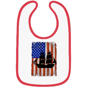 Discover Retro Pirate Ship American Flag Bibs