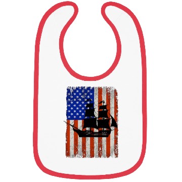 Discover Stars, Stripes & Pirate Ship American Flag Bibs