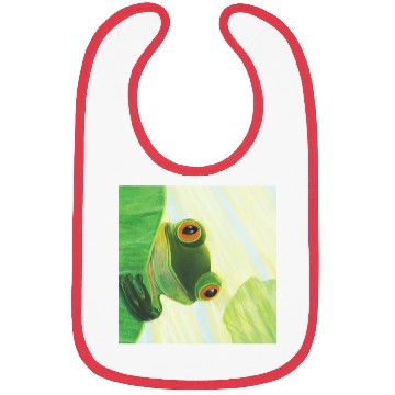 Discover Cute Green Frog Peeping out From Behind Lily Pad Bibs