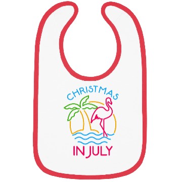 Discover Christmas In July Pink Flamingo Bibs