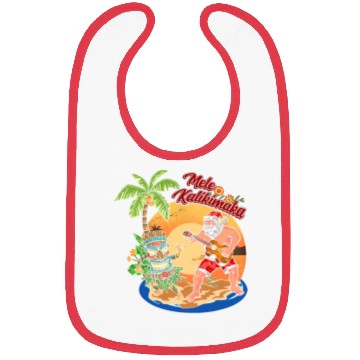 Discover Mele Kalikimaka Funny Santa Playing Guitar Hawaii Bibs